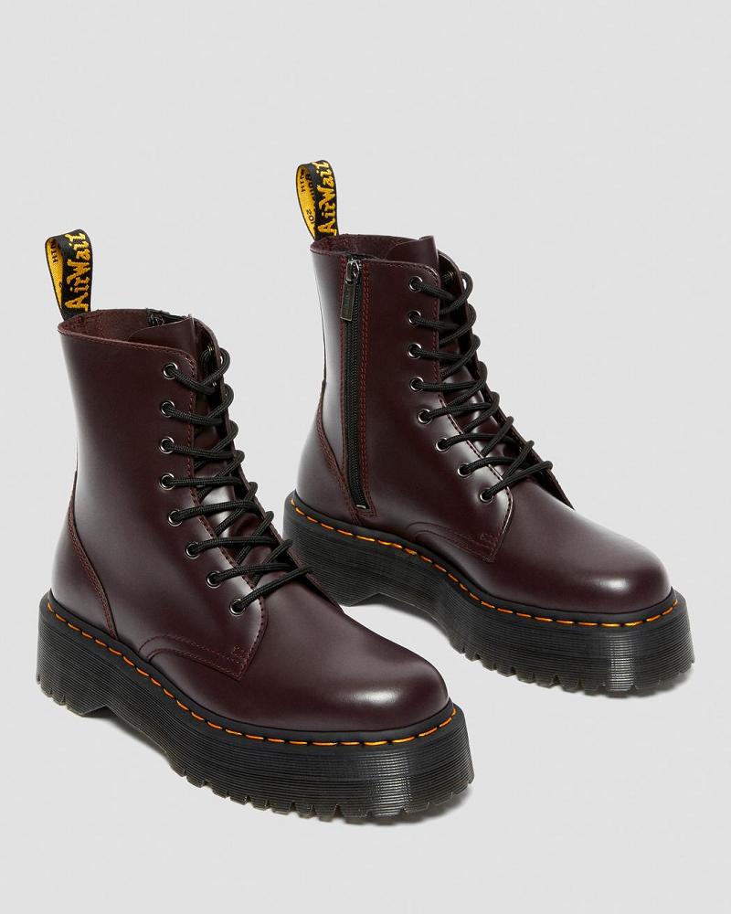 Dr Martens Jadon Smooth Leren Platform Laarzen Heren Bordeaux | NL 251CTV